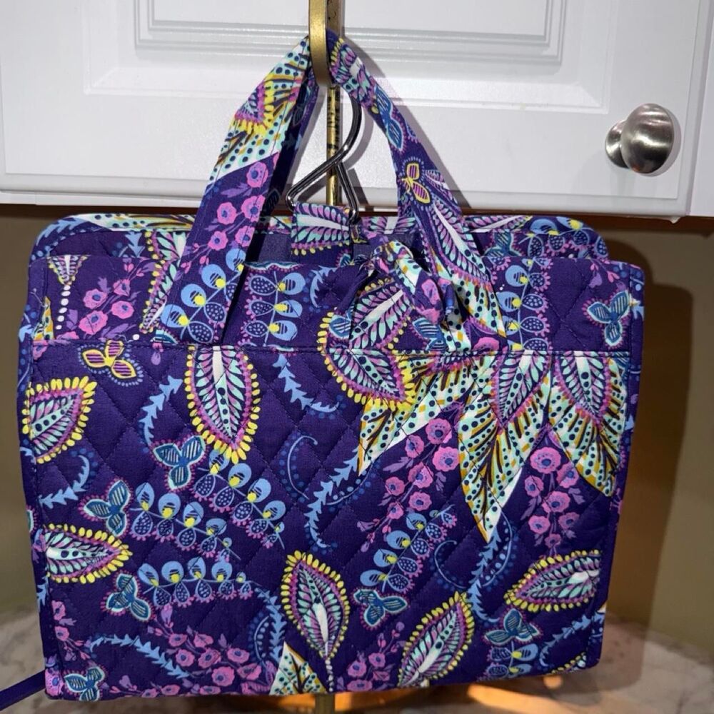 vera bradley travel purple paisley fold up bag new